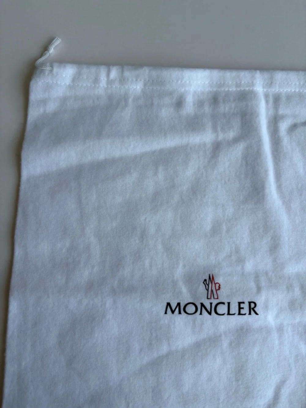 Moncler White Logo Drawstring Pouch